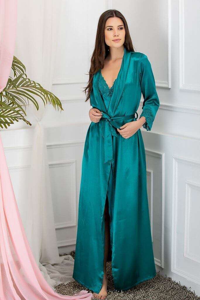Pattern: Solid Fabric: Poly Satin 2 Pc Nighty With Robe at Rs 250/set in  Meerut